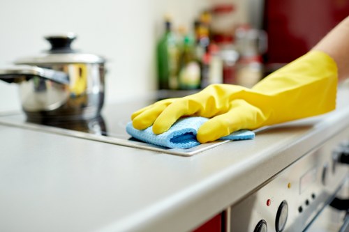 Local rug cleaning service restoring hallway and living room rugs