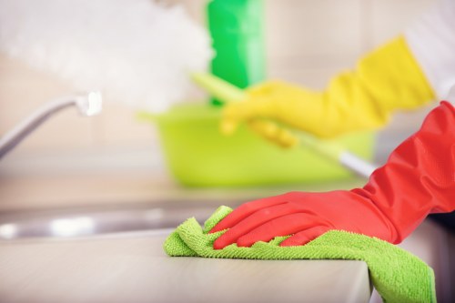 Cleaning professional discussing booking details and access requirements